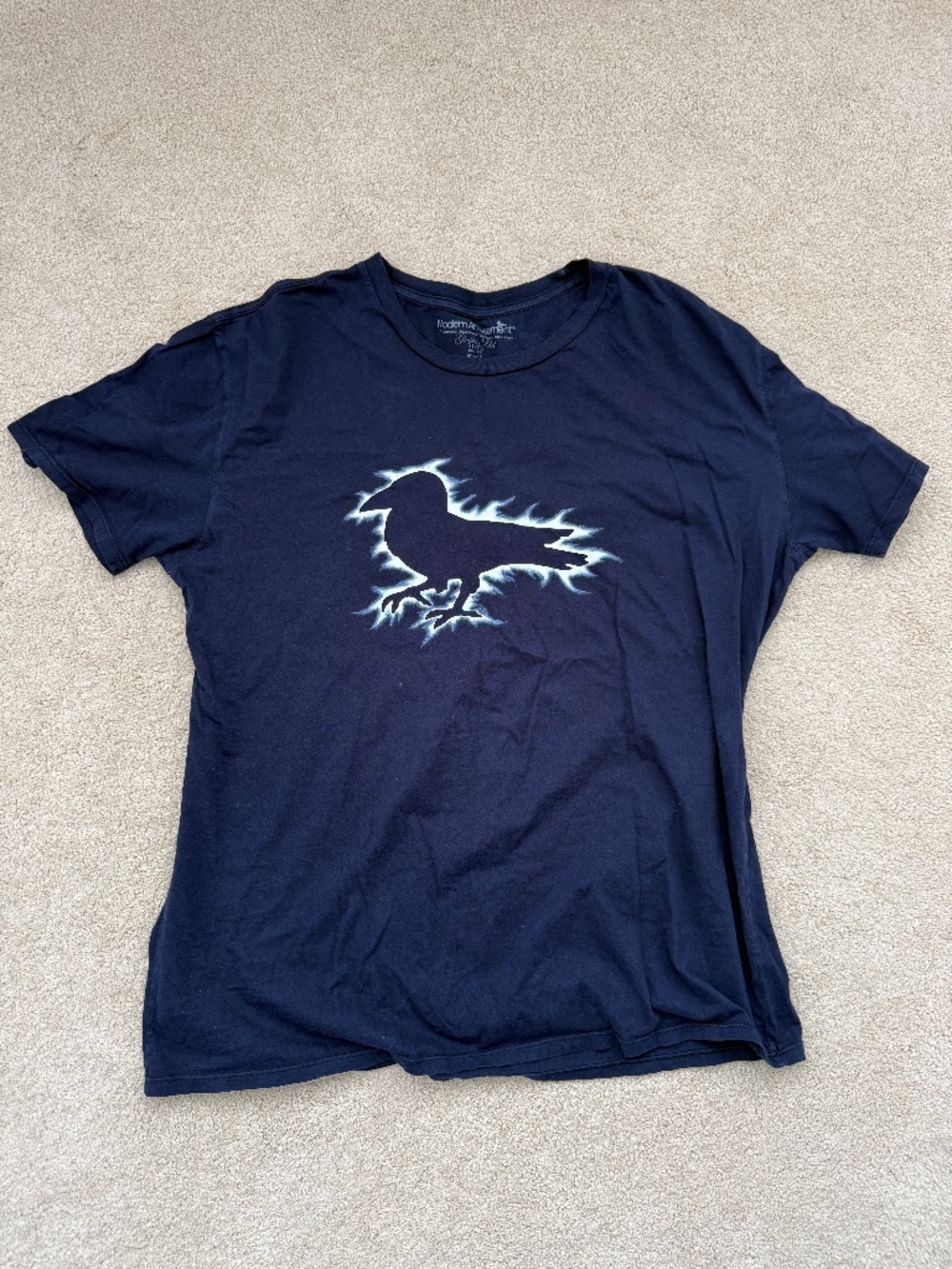 Mens Used Modern Amusement Blue Bird Graphic Tee Shirt  - XL